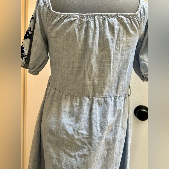 Zara Embroidered Sequinned Blue Dress &  Black Belt - Picture 12 of 16